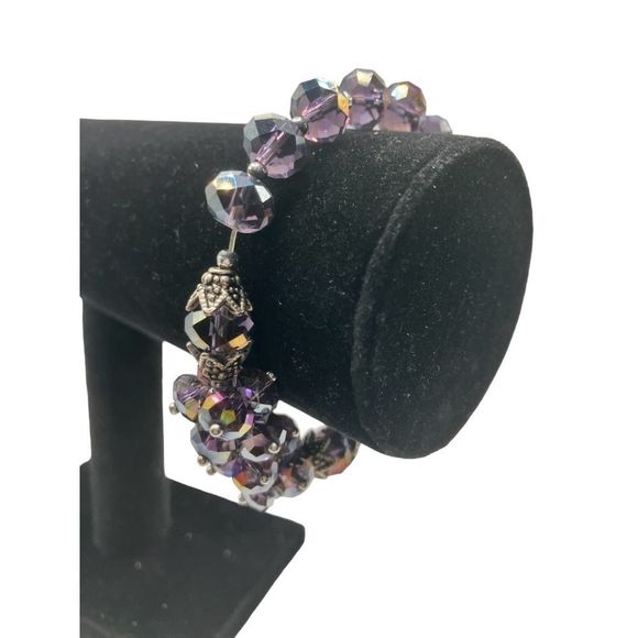 Purple Crystal with one large cluster 2 7/8 around bracelet! - Picture 3 of 8